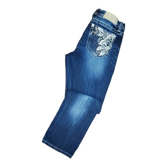 Miss Me Mid Rise Easy Crop Jeans Sz 28 Embellished Pockets - Picture 5 of 9